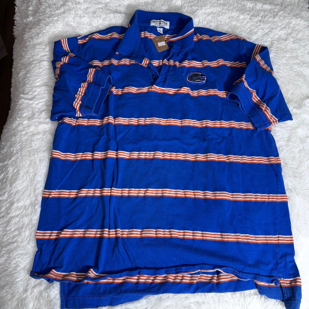 Boca Classics Florida Gators Mens‎ XL Polo Shirt Blue Orange Striped NCAA Golf